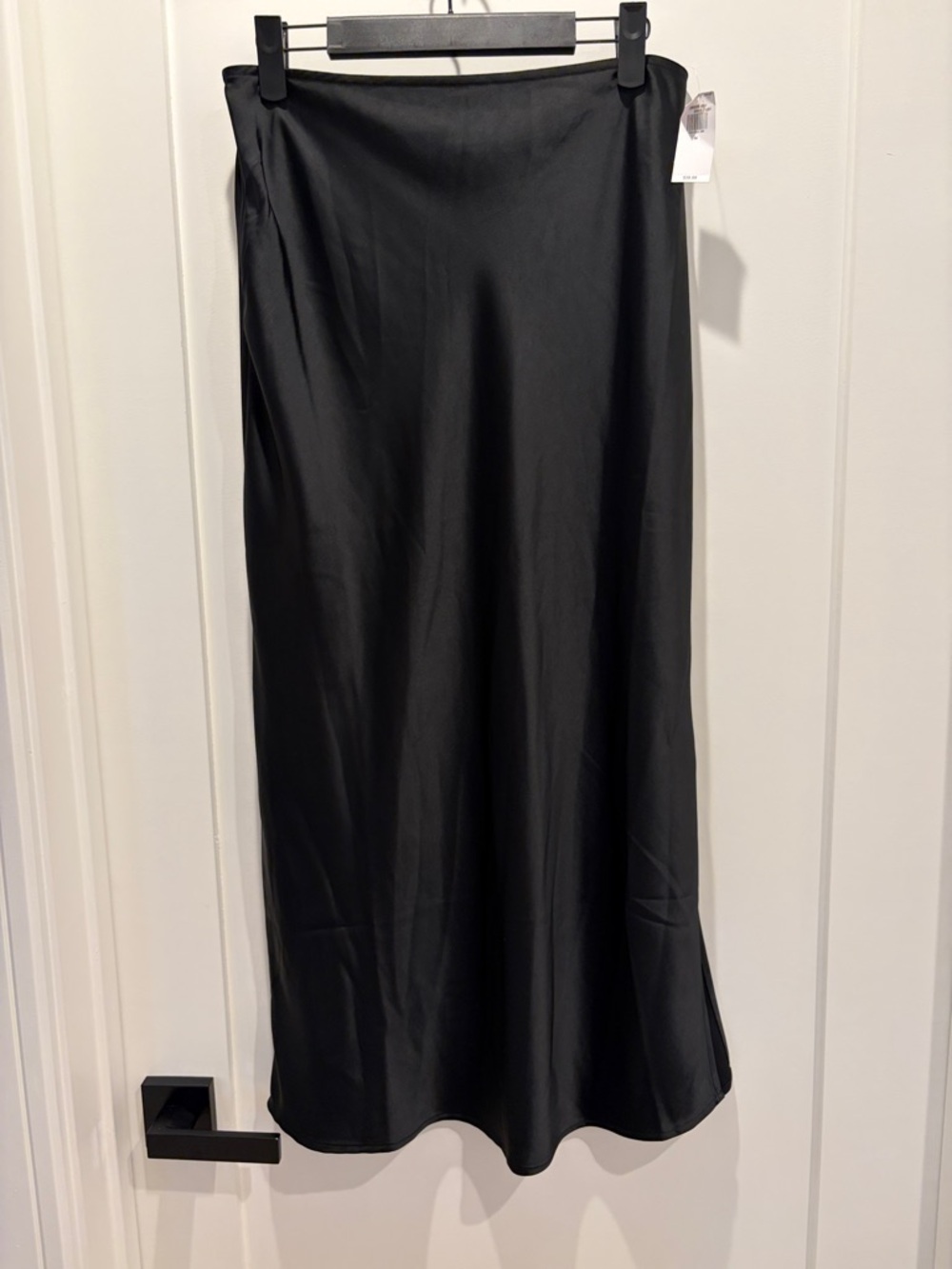 Old Navy Black Satin Maxi Skirt W/ Elastic Back and Side Slit